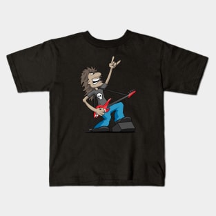 Heavy Metal Rock Guitarist Cartoon Kids T-Shirt